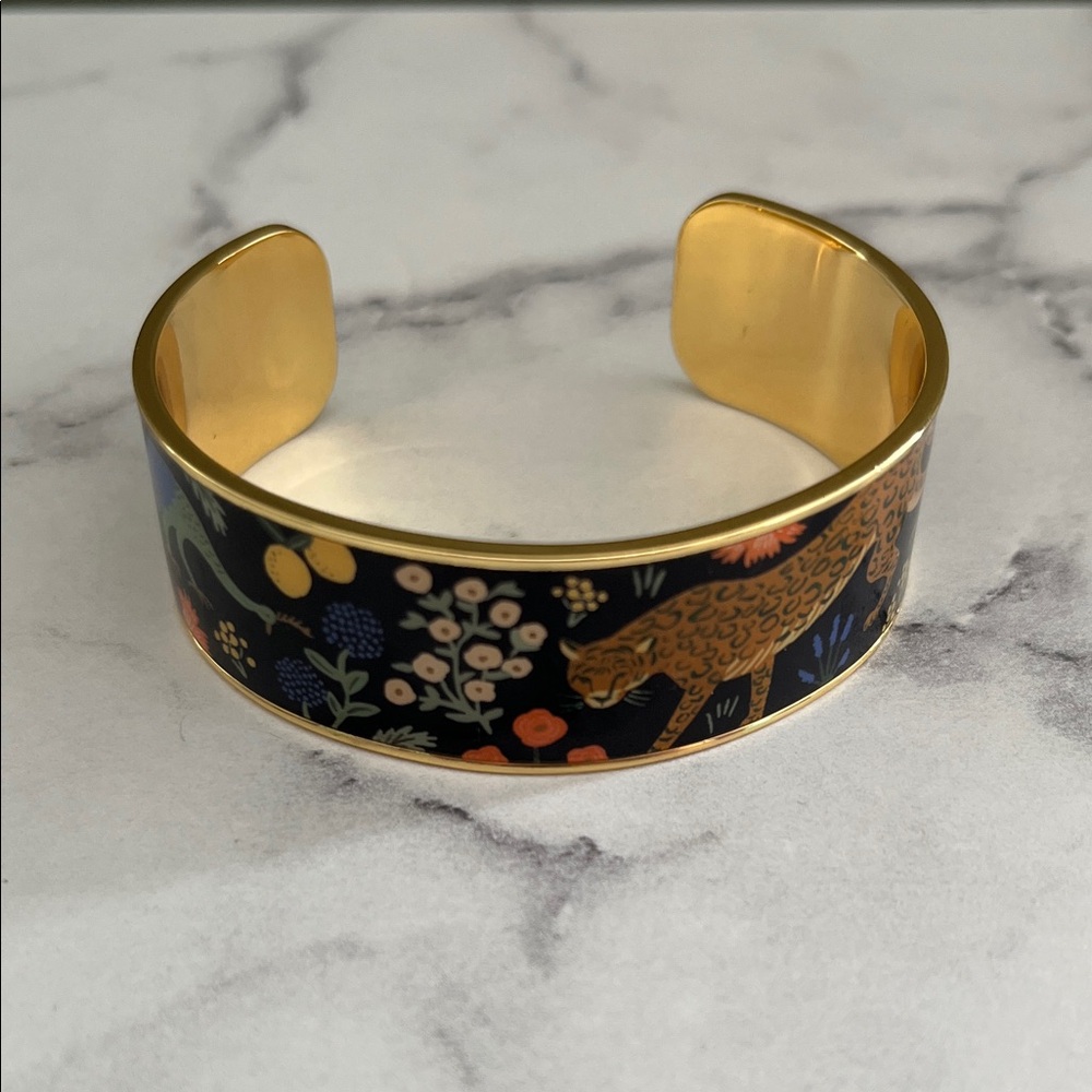 RIFLE PAPER CO. Menagerie Cuff With Gold Floral Stylized Pattern